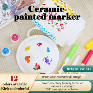 12 Colors Kids Ceramic Paint Marker Pens Acrylic Paint Pens for Kids DIY Ceramic Painting Wood Rock Paint Glass Drawing