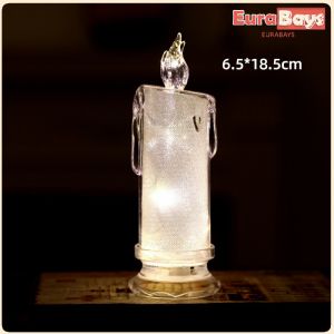 N.K. Crystal Candle Light Transparent Shell Desk Electronic Night Lamp Party Holiday Home Decor