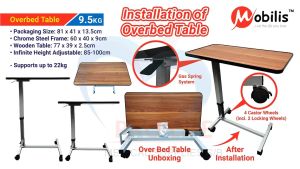Mobilis Overbed Table (MO-OT05) Mobile Overbed Table Side Table