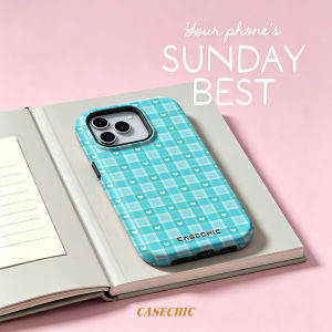 Potdemiel | Blue Ethnic Stripe For Case For iPhone 17 16 15 Pro Max TPU Anti-Scratch Outer Shell Raised Screen CaseChic