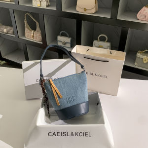 CAEISL&KCIEL Denim Bucket Bag Womens Crossbody Shoulder Bag Fashionable Versatile Stylish Trendy Handbag Casual Purse