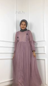 Gamis Wanita Terbaru 2024 Giana Dress Bahan Brukat Malika Apk Manik Kupu-kupu Simple Elegan Kekinian