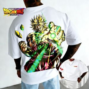 Bandai | Dragon Ball Anime Broli Printed Cotton T-shirt 2026 Summer New Mens and Womens Trendy Hip Hop Loose Casual Short Sleeve Top