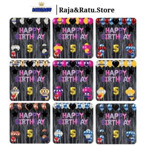 Paket Dekorasi Pesta Balon Happy Birthday Purple Set Dekor Ulang Tahun Tirai Hitam Simple