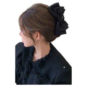 เครื่องประดับผมเจ้าหญิงหนีบลูกปัดสีดำ โบว์ผีเสื้อขนาดใหญ่สำหรับผู้หญิง เจาะรู ทรงฉลาม สไตล์เกาหลี ฤดูร้อน 2024