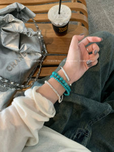 Fearless Natural Turquoise Beaded Bracelet Unique Design Layering Female Style Fashion Jewelry Hand Chain Accessory