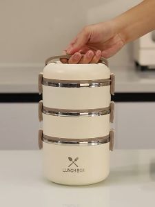 กล่องใส่ข้าว กล่องข้าว สเตนเลส 304 ข้าวกล่อง กล่องสูญญากาศ 1/2/3/4 ชั้น กล่องเก็บอาหาร เข้าไมโครเวฟได้ ความจุสูง