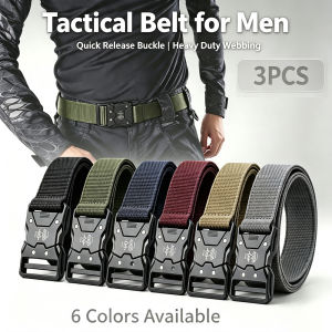Mens Tactical Belt Versatile Durable Nylon Canvas Belt Outdoor Hunting Automatic Buckle Military Training Pants Belt for Men