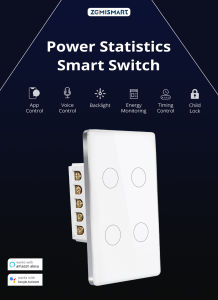 Zemismart Tuya สวิตช์ไฟอัจฉริยะ Zigbee และ WiFi ที่มีสถิติไฟฟ้าในตัว Zigbee และ WiFi วัดพลังงานในไฟระบบสัมผัสสวิตช์ Alexa Google Home การควบคุมเสียงเครื่องจับเวลาควบคุม