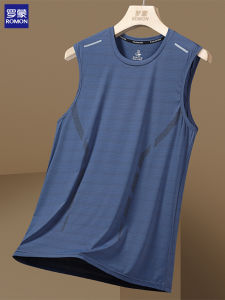 Romon Ice Silk Sports Vest Mens Summer Thin Fitness Hurdle Racing Quick Dry Short Sleeve round Neck T-Shirt Fashion Urban Style