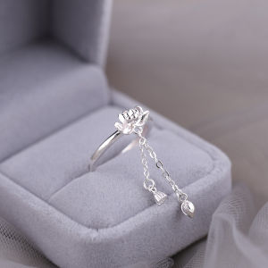 แหวนพู่ดอกบัวเงินแท้ 925 สําหรับผู้หญิงเครื่องประดับแฟชั่นที่หรูหราและประณีตพร้อมตัวเลือกการปรับแต่งส่วนบุคคล