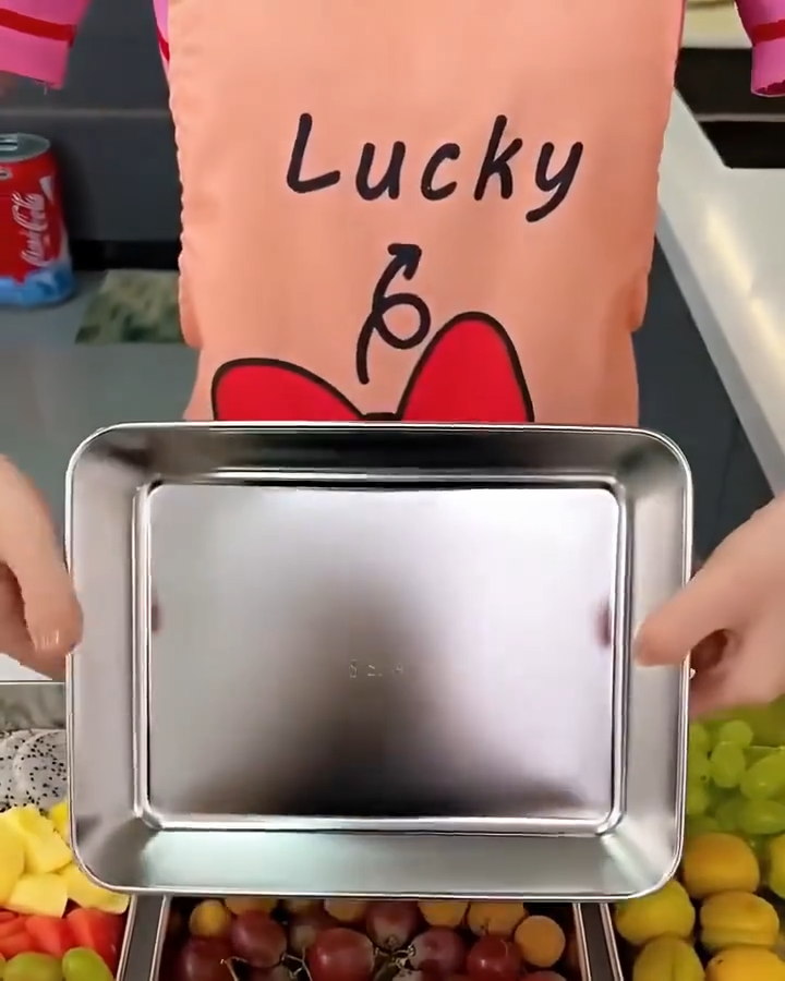 4PCS 304 Stainless Steel Box Kitchen Storage Box Fresh-keeping Box with Lid Household Refrigerator Fruit Containers Lunch Box BBQ Food Trays for Picnic