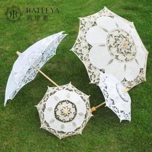 Bridal Lace White Wooden Handle Umbrella