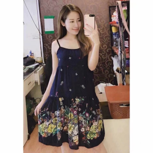 Cotton Casual loose suspender Mini Dress for women