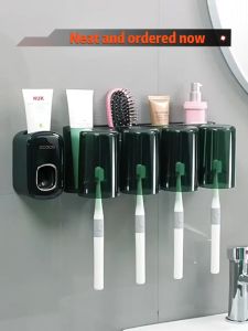 Ecoco Toothbrush Holder Toothpaste Dispenser Squeeze Wall-mounted Storage Rack Bathroom Accessories Waterproof