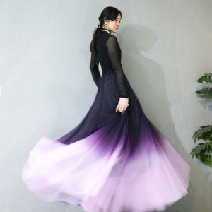 Shine Bright High Waist Gradient Purple Sequin Dance Skirt plus Size A-Line Midi Skirt Slimming Versatile Womens Skirt