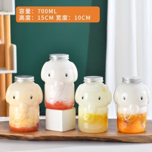 Pet Plastic Beverage Cup with Lid for Takeaway Drink Fat Cup 500Ml Disposable Plastic Cup for Milk Tea And Other Drinks