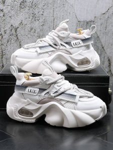 Mens Sporty Casual Shoes Breathable Running Shoes Shock Absorption Thick Bottom Heightening Leisure Sports Shoes