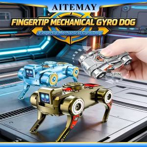 2PCS 2IN1 New Transformable Rotating Fidget Spinner Fingertip Mechanical Gyro Dog Deformation Toy Stress Relief Finger Toy Gifts Aitemay