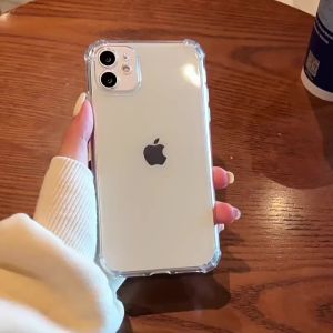 Klasik Anti-jatuh Kantong Udara Transparan Tebal Soft Phone Case For iPhone 17 16 15 14 Pro Max Plus 13 12 11 Pro Max Mini X XR XS Max 8 + 7 Plus Simple Clear Silicone TPU Shockproof Phone Cover Casing Skin