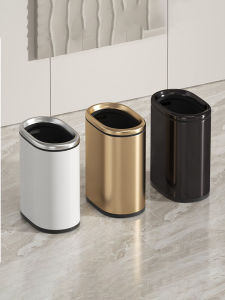 Stainless Steel Bathroom Toilet Gap Trash Can Large Size No Cover Luxury High End for Living Room Bedroom Kitchen Home Use