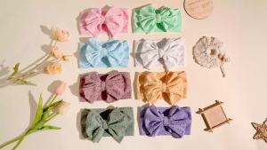 8pcs Eyelet Lace Baby Bow Headbands Stretchy Wide Turban Hair Accessories for Newborn Infant Toddler Girls