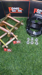 F-One Shark FOS Paket Suspension Lift Kit Spacer Peninggi Depan Aluminium 6061-T6 Anting Per Daun Belakang Toyota Hilux Vigo | Heavy Duty Premium Original