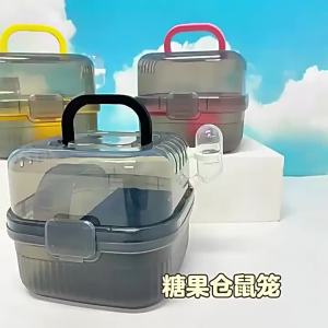 Large Capacity Chinchilla Cage with Water Translucent Hamster Travel Carry Case Breathable Small Animal Carrier Hamster Habitat