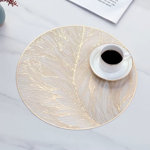 6PCS Round Placemats Gold Pvc Table Mats Hotel Dining Table Decor Mat For Dinner Wedding Party