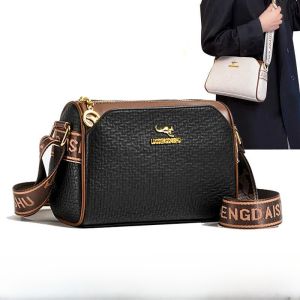 กระเป๋าสะพายข้างหนังแท้ 3 ชั้น กระเป๋าสะพายไหล่ข้างเดียวสำหรับผู้หญิง กระเป๋าสะพายข้างแบบลำลอง สายกว้าง กระเป๋าถือขนาดเล็ก