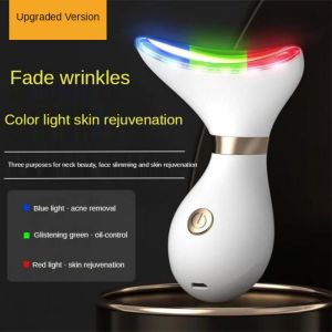EMS Heated Neck Face Lift Firm Massager 3 Colors LED Remove Nasolabial Folds Neckline Anti-sagging Double Chin Reducer Anti-Wrinkle Anti-Aging Face Slim Tighten Beauty Machine USB Charging