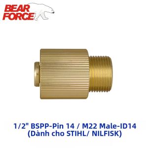 BEAR FORCE | Bộ Chuyển Đổi Đầu Nối 1/2"BSPP Sang M22 Male Cho Máy Rửa Áp Lực Cao Vệ Sinh Xe Hơi Tương Thích Với STIHL NILFISK Bằng Đồng