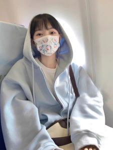 SHUQINGLAI | Loose Style Womens Hooded Zip-Up Sweater