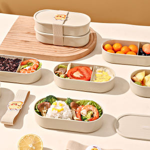 WORTHBUY New 730ML Picnic Portable Double-layer Bento Lunch Box For Student Microwave Safe Fruit Salad Food Container With Strap