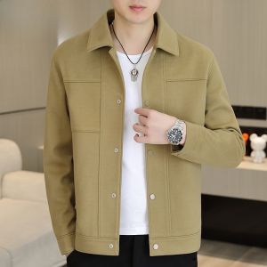 HENGYUANXIANG | Hengyuanxiang Mens Short Jacket Collared Spring Autumn Casual Fashionable Admin Style Polyester Fiber Anti-Wrinkle Treatment