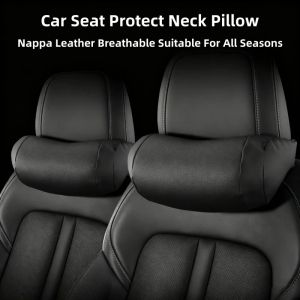 Luxury Car Seat Headrest Napa Leather Universal Seat Breathable Protect Neck Pillow Soft Fluffy For All Seasons Car Accessories