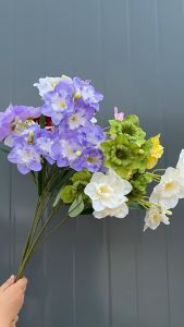 (9HEADS) DAFFODIL Artificial Flower Leave leaf Fake Flower Bouquet Plant Decor Decoration Bunga Hiasan Rumah