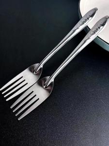Stainless Steel Long Handle Thin Dinner Fork Adult Meal Fork Large Size Eating Fork for Soup Potato Chips Commercial Use