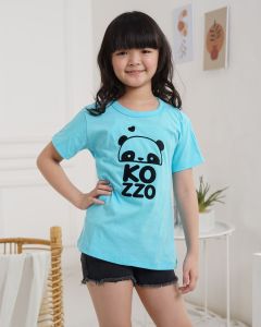 Kozzo Kida blue panda-sablon flocking premium timbul / Atasan anak perempuan / fashion anak perempuan / baju anak / kaos distro anak / kaos branded anak perempuan / kaos karakter panda anak perempuan