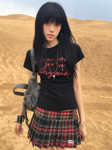 Áo Thun Tay Ngắn Ôm Vừa Vặn Phong Cách Mỹ Dành Cho Nữ Mùa Hè in Chữ Thời Trang Áo Thun Cotton Cổ Tròn