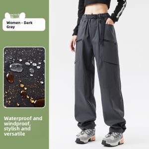 Three-in-One Climbing Journal Soft Shell Pants Mens Womens Autumn Winter Fleece Lined Hiking Three-Proof Mountain Climbing Pants