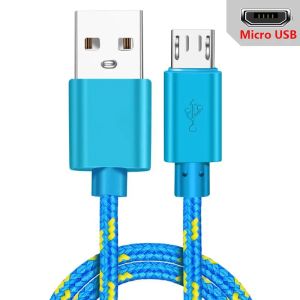 1/2pcs Micro USB Fast Charger Cable Nylon Braided Data Sync Cord 0.5M 1M 2M 3M Lengths for Huawei Xiaomi