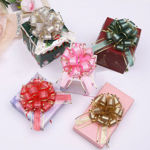 ริบบิ้นผ้าไหมลายดอกไม้ขนาดเล็กสำหรับตกแต่งกล่องของขวัญ ลูกปัดสีสันสดใส ริบบิ้นผ้าซาติน โบว์ผีเสื้อ กระดาษปั่น งานปาร์ตี้