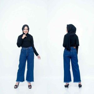 HIGH WAIST KULOT JEANS RAWIS BAWAH PREMIUM | KULOT PREMIUM CELANA WANITA