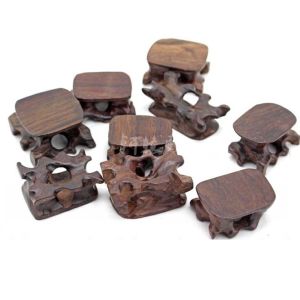 Redwood Root Carving Small Base Stand Jade Stone Agate Solid Wood Sculpture Hollow out Stamp Decoration Home Decor Accessories