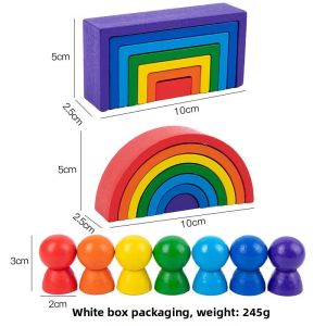 LIWAN | Educational Wooden Rainbow Stack Toy 8 layers