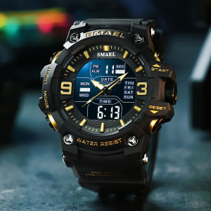 SMAEL | SMAEL 8049 Watch Sport LED Light Alarm Clock Dual Time Display WaterproofWeek Auto Date Wristwatches Quartz