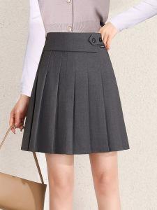 Gray A-Line Mini Skirt Suit Casual Wear High Waist Pleated Slimming Womens Skirts Spring Summer Autumn New Style Bendiwen Brand