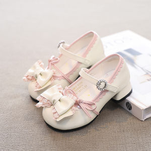 Princess Style Soft Bottom Fashionable Girls Shoes Small Leather Shoes High Heels for Little Girls Children Footwear