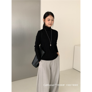 CatKaiser® Soft Comfortable Long Sleeve Mid-Neck Cat Pattern Texture Base Shirt Warmth Retention Casual Style Home Wear